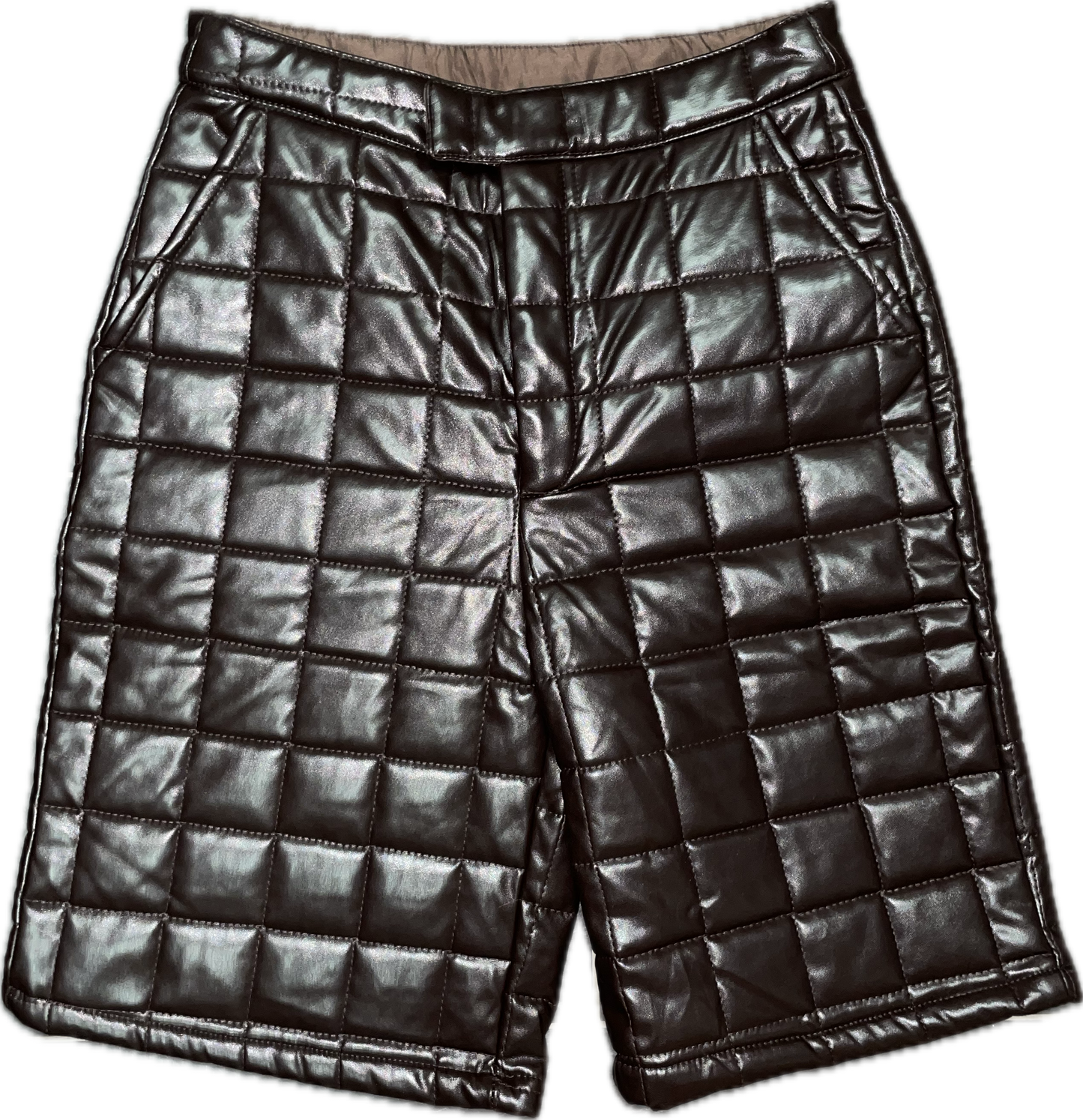 Synthetic Leather Shorts Brown (M)